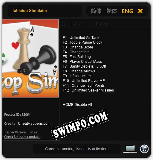 Tabletop Simulator: Читы, Трейнер +12 [CheatHappens.com]