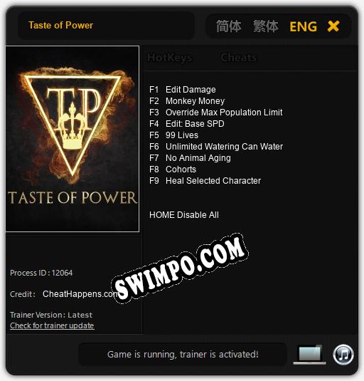 Taste of Power: Трейнер +9 [v1.1]