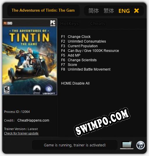 The Adventures of Tintin: The Game: ТРЕЙНЕР И ЧИТЫ (V1.0.2)