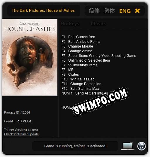 The Dark Pictures: House of Ashes: ТРЕЙНЕР И ЧИТЫ (V1.0.1)