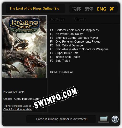 The Lord of the Rings Online: Siege of Mirkwood: Читы, Трейнер +9 [CheatHappens.com]