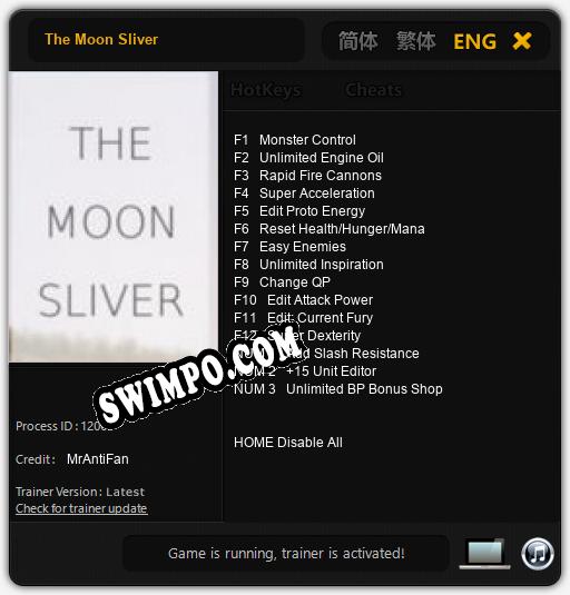 The Moon Sliver: ТРЕЙНЕР И ЧИТЫ (V1.0.53)