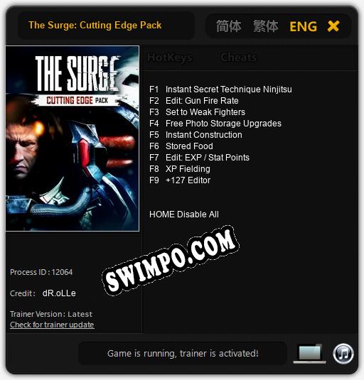 Трейнер для The Surge: Cutting Edge Pack [v1.0.3]