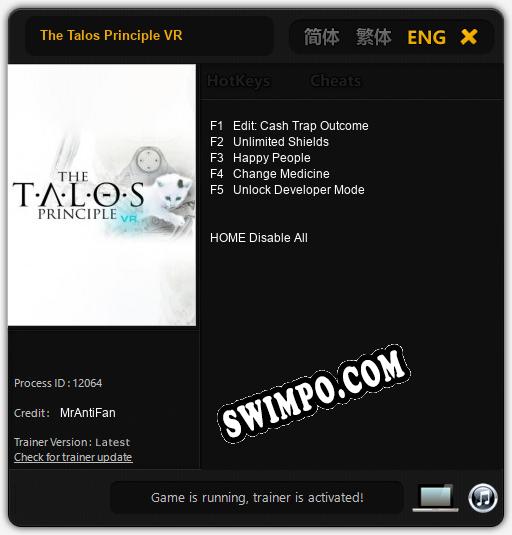 The Talos Principle VR: Трейнер +5 [v1.6]