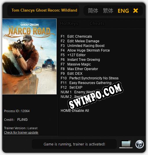 Tom Clancys Ghost Recon: Wildlands - Narco Road: Читы, Трейнер +14 [FLiNG]