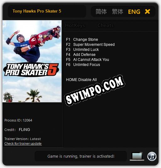 Tony Hawks Pro Skater 5: Трейнер +6 [v1.3]