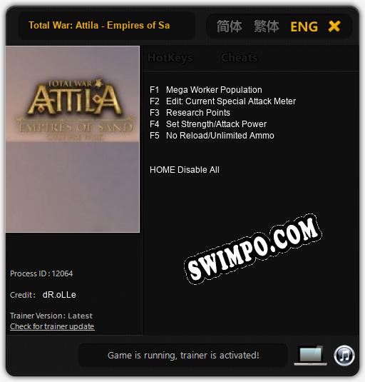 Total War: Attila - Empires of Sand Culture: Читы, Трейнер +5 [dR.oLLe]