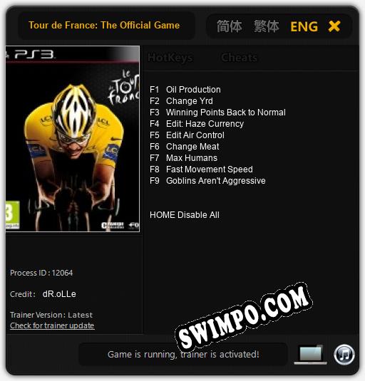 Tour de France: The Official Game: Трейнер +9 [v1.6]