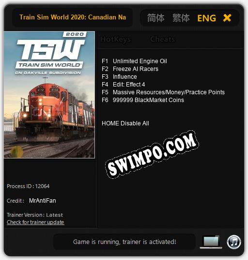 Train Sim World 2020: Canadian National Oakville Subdivision: ТРЕЙНЕР И ЧИТЫ (V1.0.33)