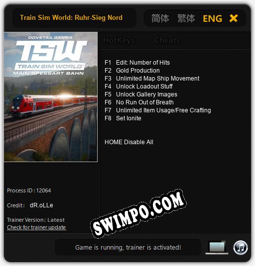 Train Sim World: Ruhr-Sieg Nord: ТРЕЙНЕР И ЧИТЫ (V1.0.26)