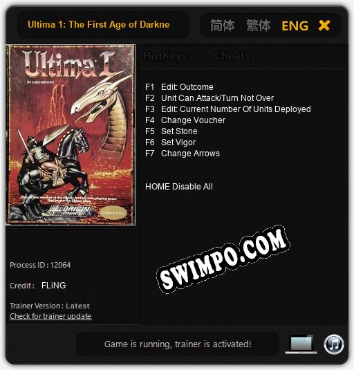 Ultima 1: The First Age of Darkness: Читы, Трейнер +7 [FLiNG]