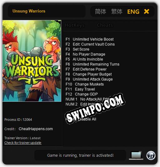 Unsung Warriors: Читы, Трейнер +14 [CheatHappens.com]