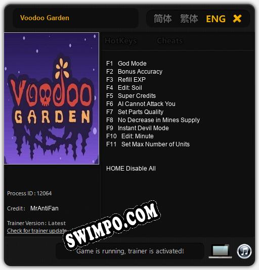 Voodoo Garden: Трейнер +11 [v1.7]