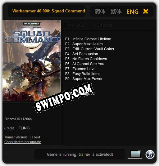 Трейнер для Warhammer 40.000: Squad Command [v1.0.5]