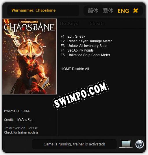Трейнер для Warhammer: Chaosbane [v1.0.6]