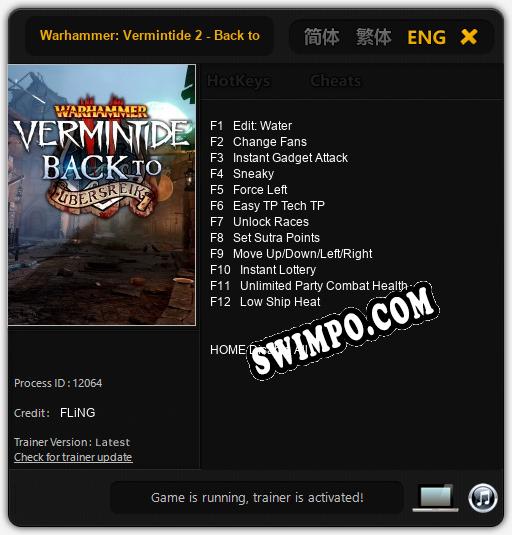 Warhammer: Vermintide 2 - Back to Ubersreik: Читы, Трейнер +12 [FLiNG]