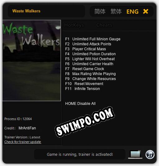Waste Walkers: ТРЕЙНЕР И ЧИТЫ (V1.0.7)
