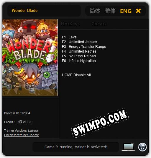 Wonder Blade: ТРЕЙНЕР И ЧИТЫ (V1.0.60)