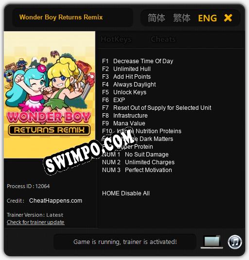 Wonder Boy Returns Remix: Трейнер +15 [v1.4]