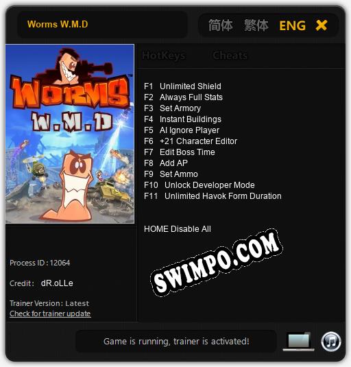 Трейнер для Worms W.M.D [v1.0.2]