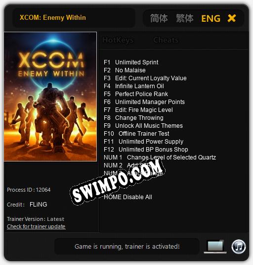 XCOM: Enemy Within: ТРЕЙНЕР И ЧИТЫ (V1.0.48)